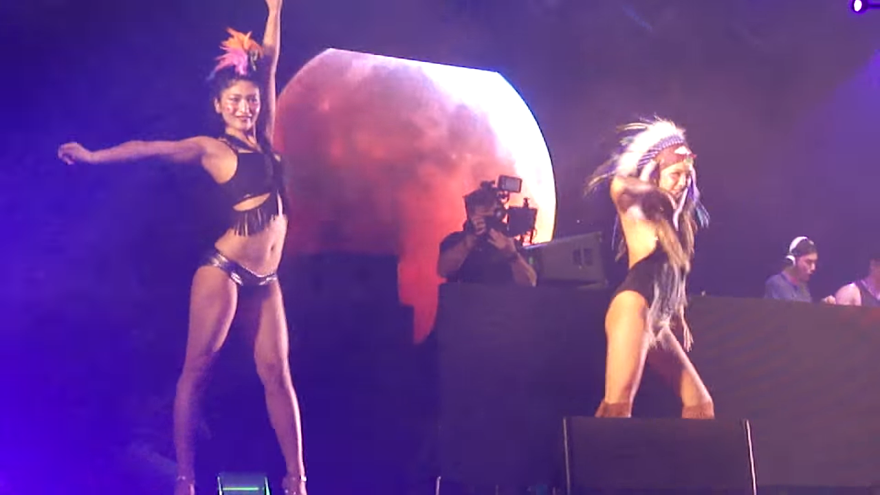 The Cyberjapan Dancers performing at DWP 2014. According to the Jakarta Tourism Department, such outfits will not be allowed at this year’s DWP as they are not in accordance with “Eastern norms”. Screenshot: Youtube