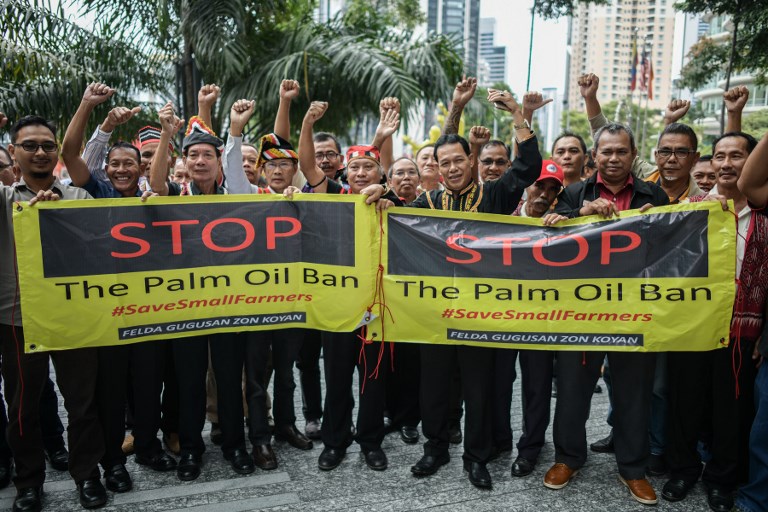 Malaysian palm oil farmers protest new EU calls to ban palm oil in