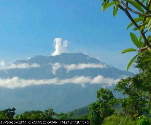 Mount Agung, as seen on Jan. 4, 2017. Photo: MAGMA Indonesia