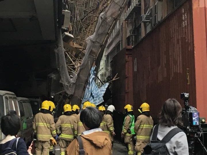 A picture of the scaffolding collapse in San Po Kong. Picture: Facebook via Aldrich Lee