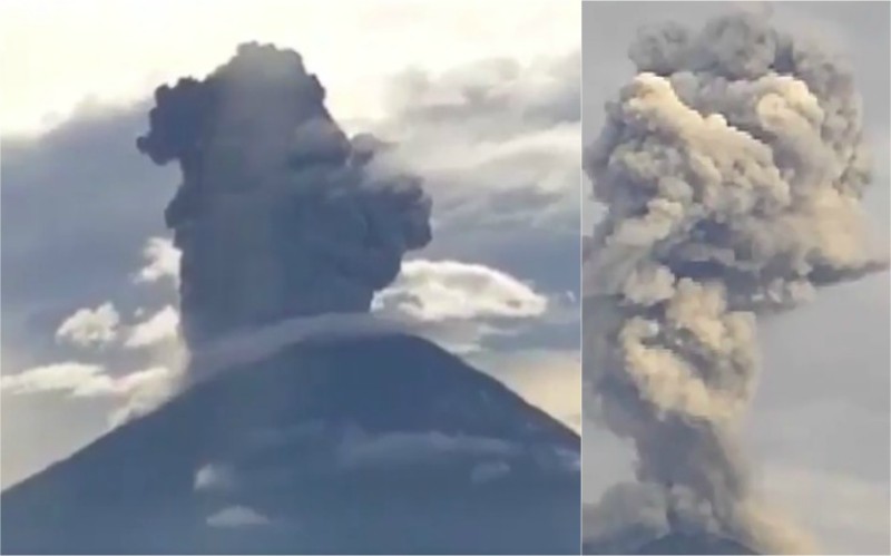 Mount Agung erupting, as seen on Jan. 15, 2018. Stills via Sutopo Purwo Nugroho/BNPB