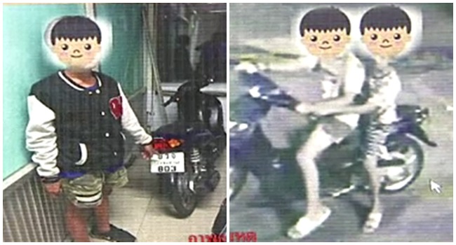 CCTV images with boys faces obscured to protect their identities. Photos: Thai PBS 