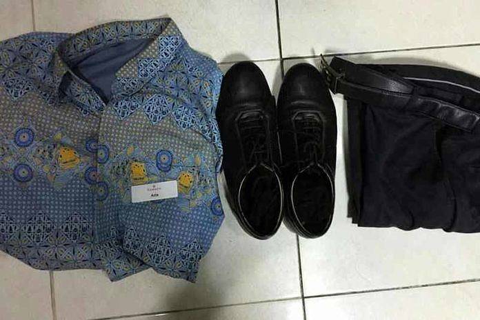 ADR’s hotel uniform, confiscated as evidence in the case. Photo via Bali Post