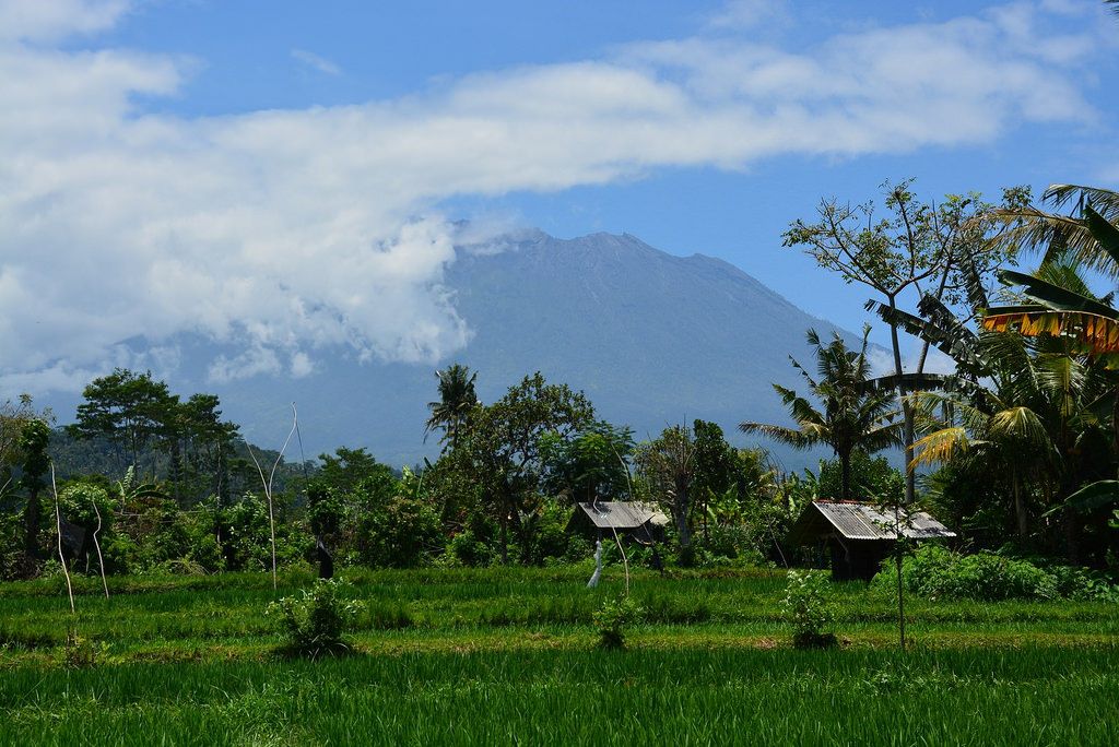 Mount Agung, located in Bali’s Karangasem regency, about 75 kilometers from the tourist hub of Kuta. Photo: Flickr