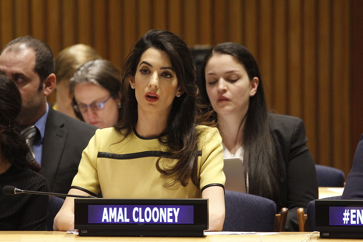 Amal Clooney speaks at the UN headquarters in New York in 2014. Photo: UK Mission to the UN