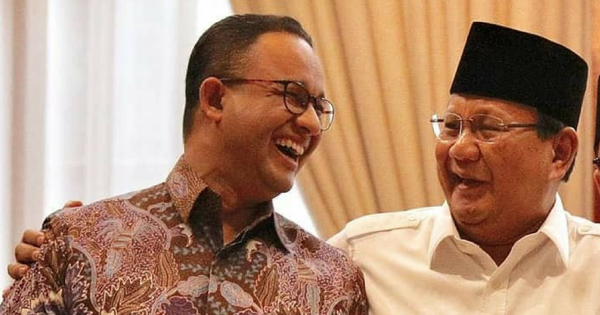 Jakarta Governor Anies Baswedan and Gerindra Chairperson Prabowo Subianto. Photo: @aniesbaswedan / Instagram 