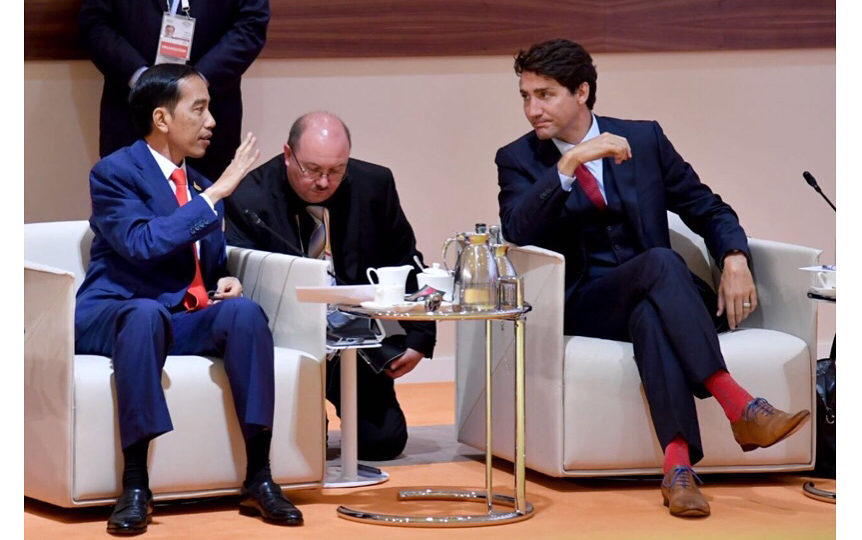 Indonesian President Joko Widodo with Canadian Prime Minister Justin Trudeau at the G20 Summit iin July 2017. Photo: Biro Pers Setpres / @Jokowi / Instagram