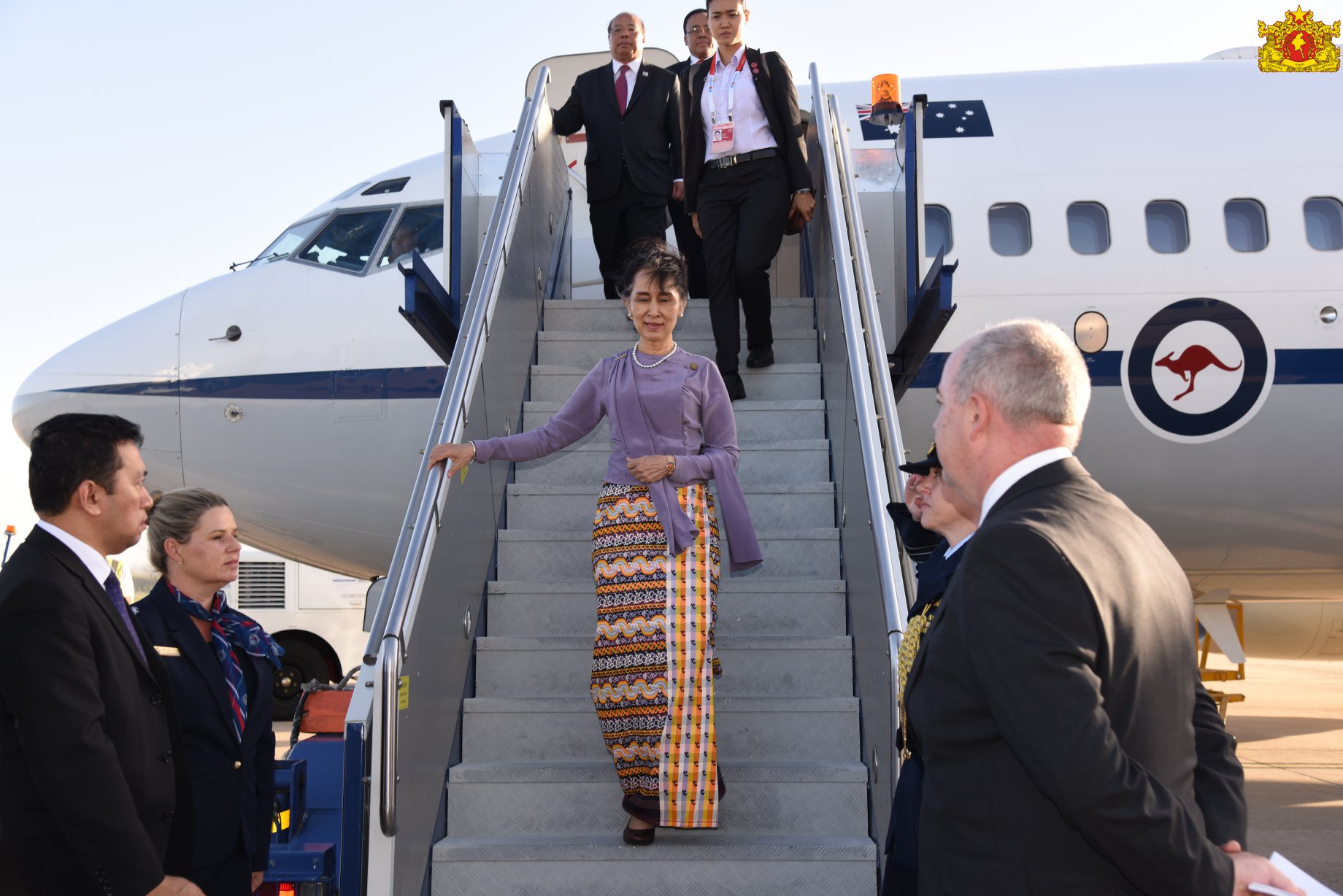 Myanmar State Counsellor Aung San Suu Kyi arrives at the ASEAN summit in Sydney on March 18, 2018. Photo: Office of the State Counsellor
