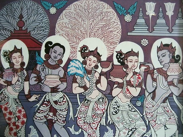 A Bagan-era painting of a Thingyan celebration. Photo: Wikimedia Commons