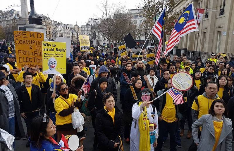A Bersih rally in London. Photo: Global Bersih / Facebook