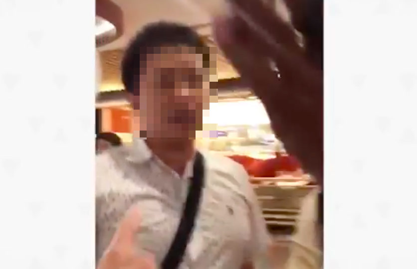 Man who allegedly kicked a boy for accidentally knocking over his daughter in a Jakarta mall. Photo: Video screengrab