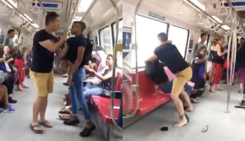 Singapore mrt woman fight - YouTube