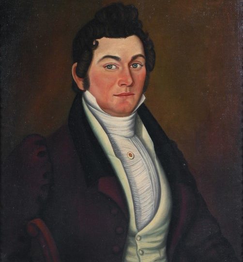 We searched in Gentleman wikicommons. This picture  called Gentleman in a Brown Frock Coat by American painter Micah Williams  (1782–1837) came up. Does the trick. 