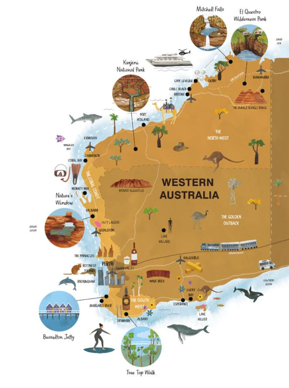 west coast australia road trip map