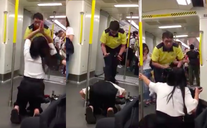 Woman kowtows to Hong Kong MTR staff after being asked to 