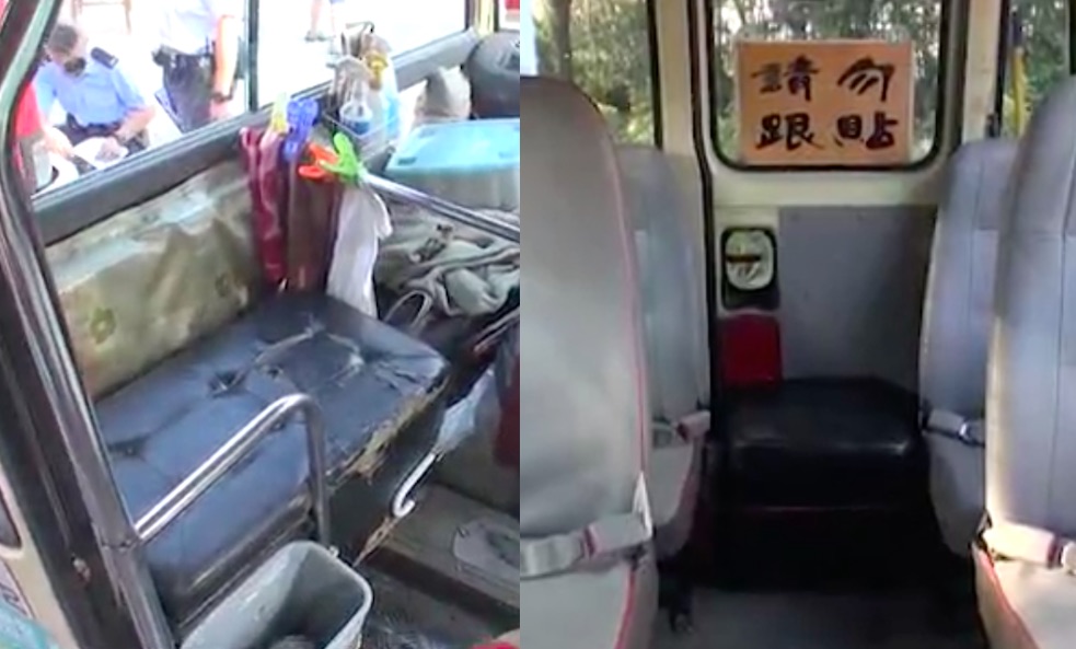 One minibus driver was arrested for adding two footstools on his bus as extra seats. Screengrab via Apple Daily video.