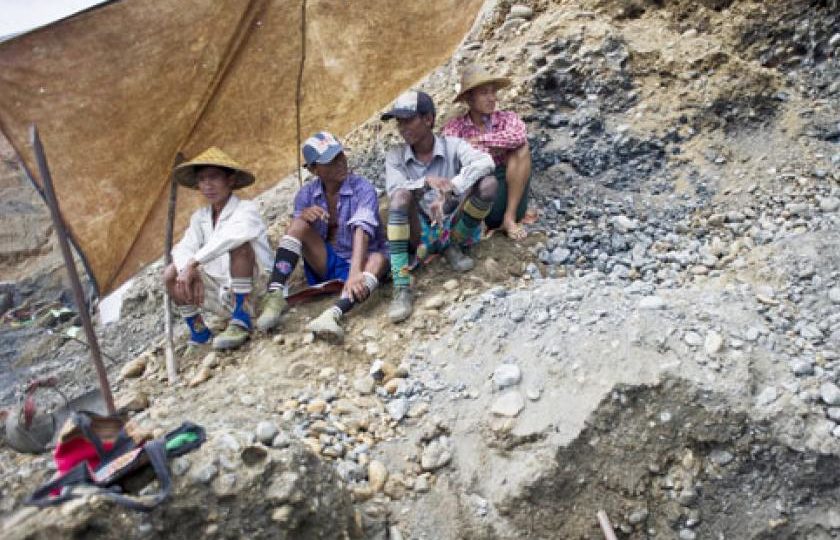 Jade miners in Myanmar in 2015. AFP FILE PHOTO