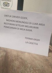La Casetta note to Go-Jek drivers