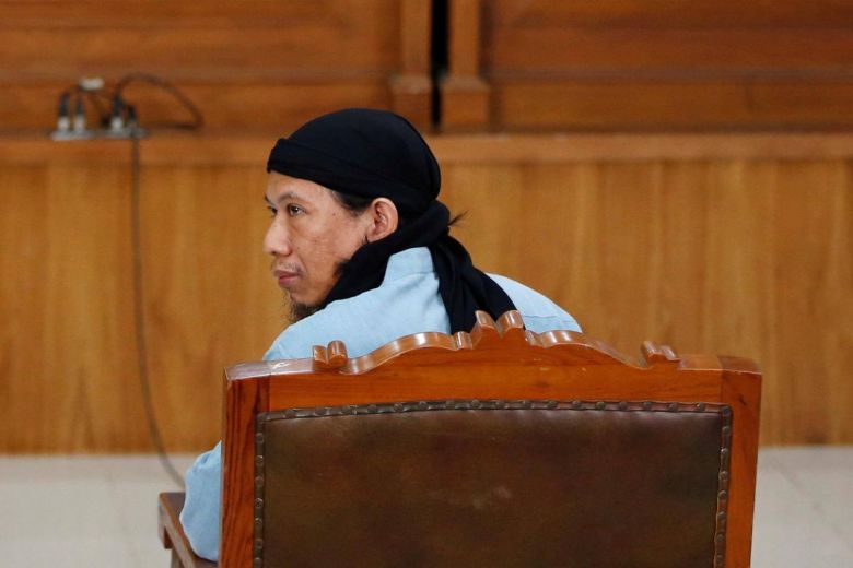 Aman Abdurrahman at the South Jakarta District Court for his sentence hearing on June 22, 2018. Photo: AFP