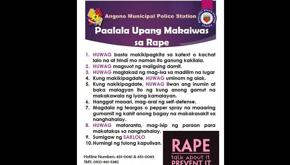 Angono’s anti-rape tips. Photo via ABS-CBN.