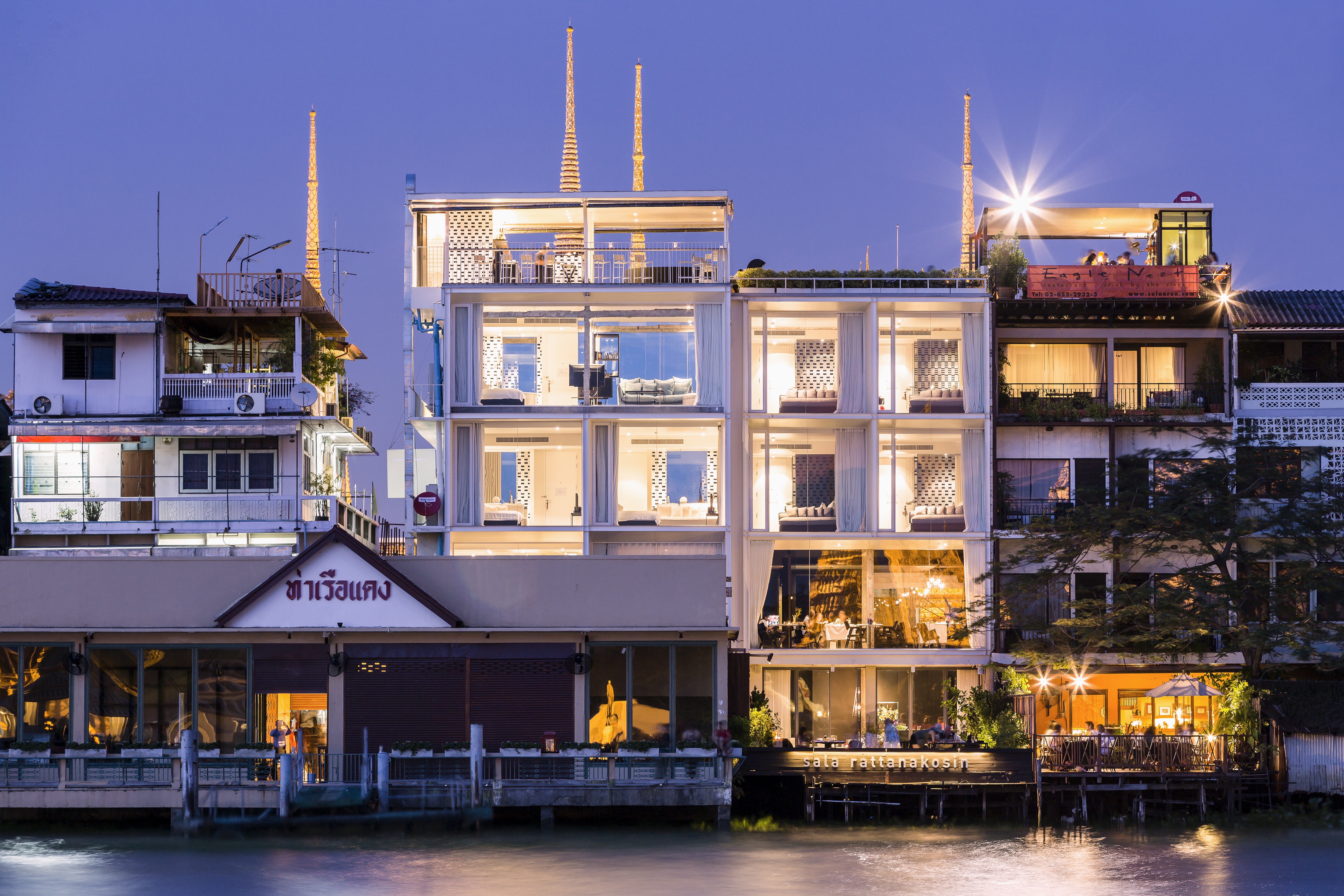 The hotel as viewed from the river. Photo: Sala Rattanakosin