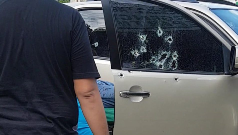 Bullet holes on the vehicle of the late mayor Ferdinand Bote. Photo via ABS-CBN.