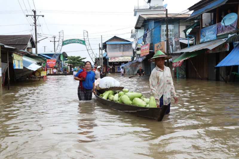 Heavy monsoon rains have pounded the southeast of the country and show no sign of abating, raising fears that the worst might be yet to come (AFP Photo/Saw Kyaw San Oo)