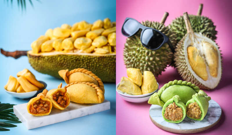 Jackfruit (left) and durian (right) curry puffs. Photo: Old Chang Kee