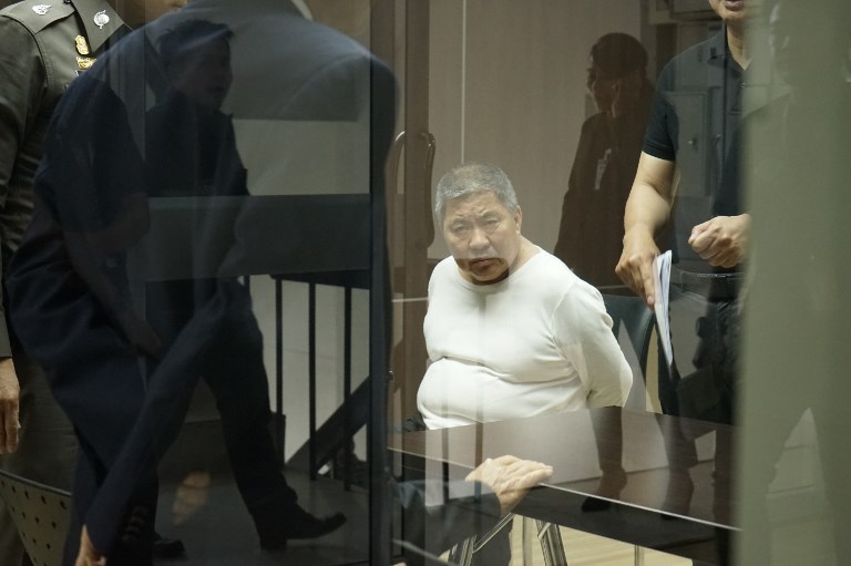 This photo taken on April 20, 2017 shows Tun Hung Seong, dubbed “The Malaysian Iceman”, in custody following his arrest a day earlier on suspicion of trafficking methamphetamine from Thailand to Malaysia, at the Office of Narcotics Control Board in Bangkok.


Shielded by cash and contacts in Laos, ‘Mr X’ is accused of spinning millions of dollars from drugs before a very public downfall which has exposed the role of his secretive, communist country in showering pills across Southeast Asia. / AFP PHOTO / Aidan JONES / TO GO WITH: Thailand-Laos-drugs-crime, FOCUS by Aidan JONES and Jerome TAYLOR