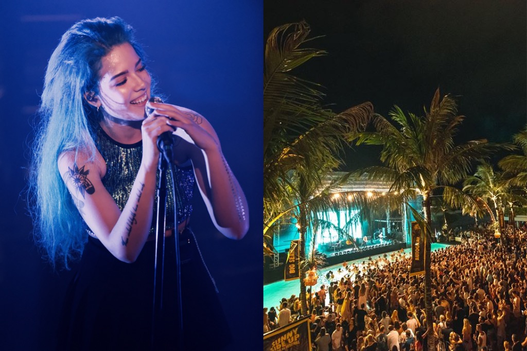 Left: Halsey in 2015. Justin Higuchi/Wikimedia Commons. Right: Sunny Side Up Festival 