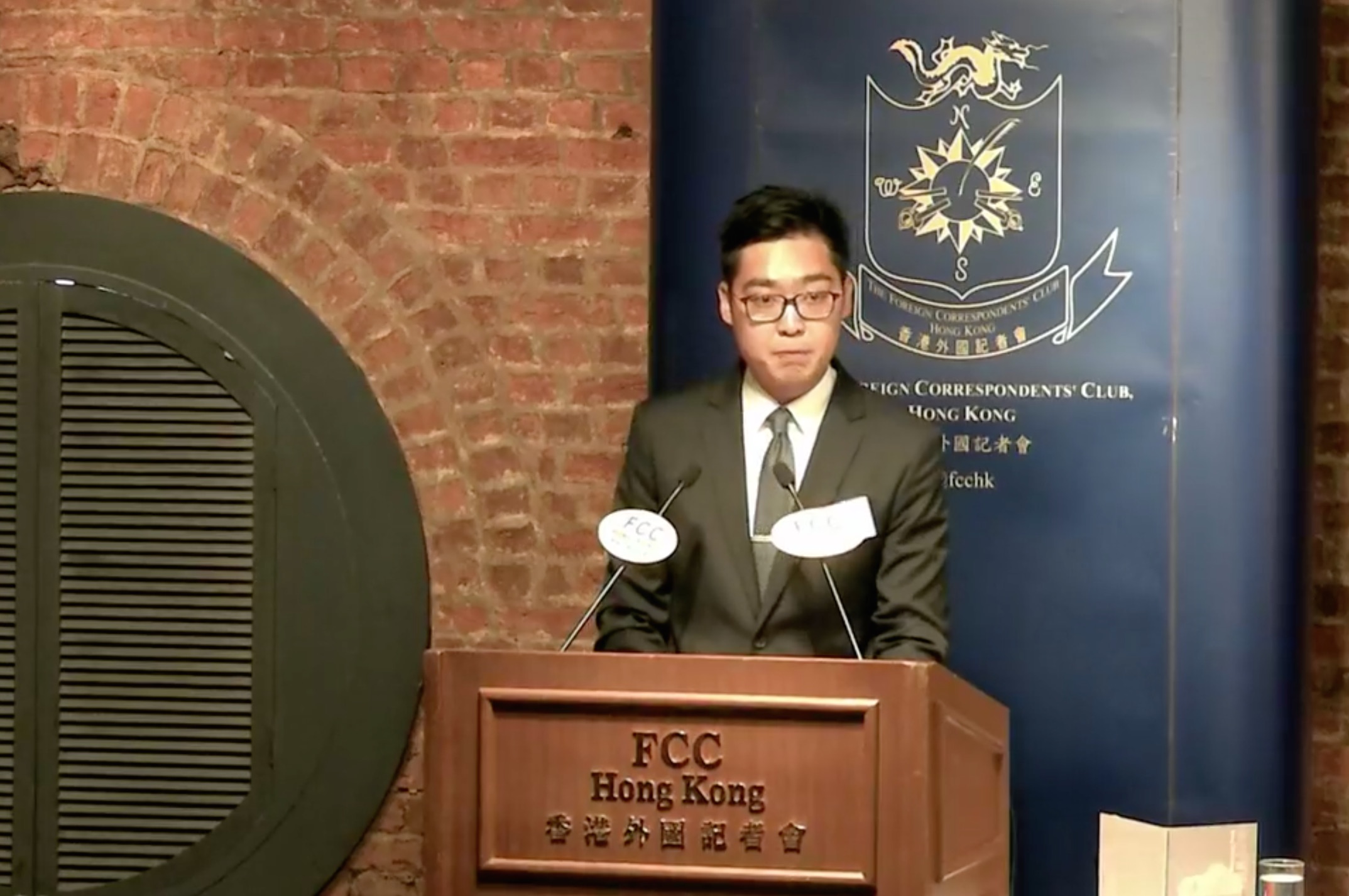 Hong Kong National Party convenor Andy Chan speaks at the FCC: pic screen grab via FCC Facebook