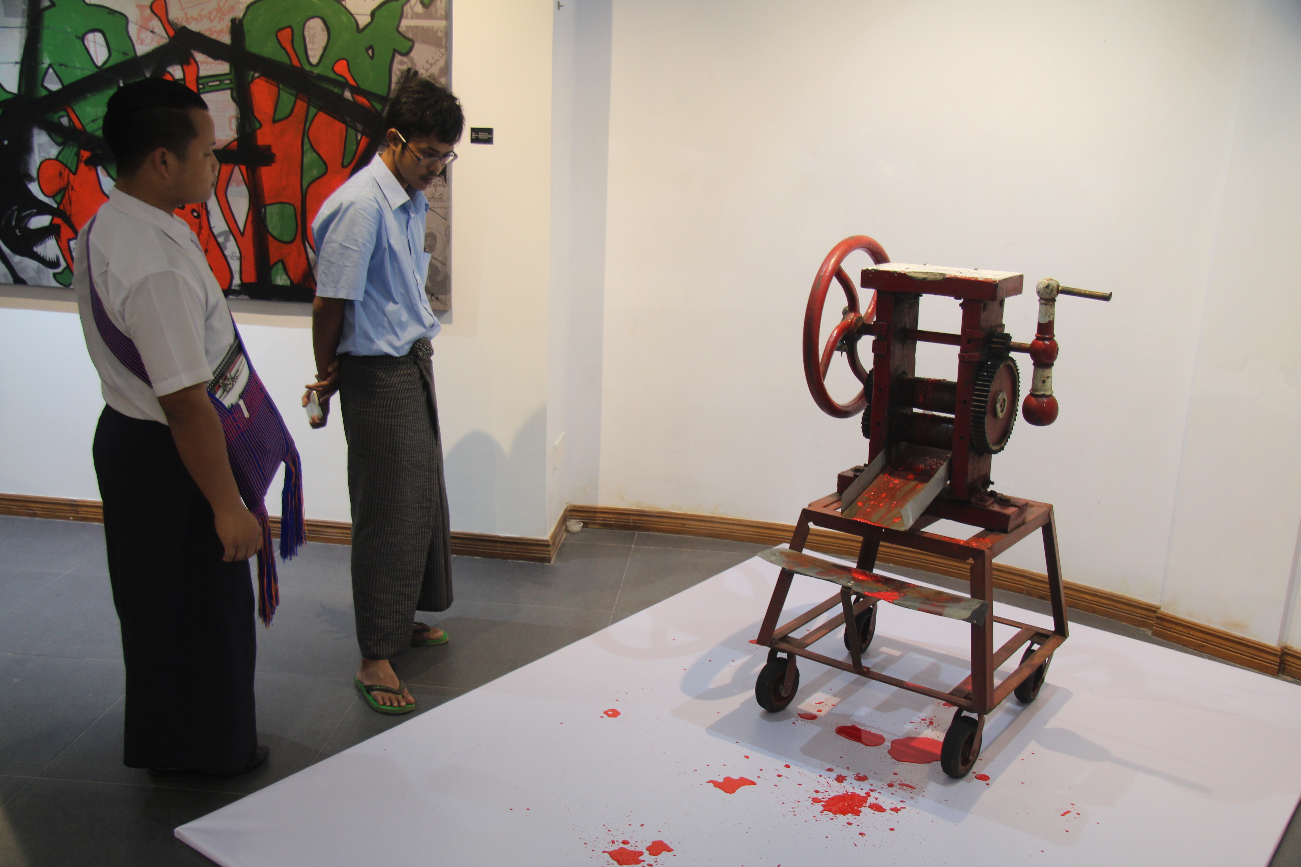 An installation by Aung Kyi Soe at Yangon's OK Art Gallery on Aug. 8, 2018. Photo: jacob Goldberg