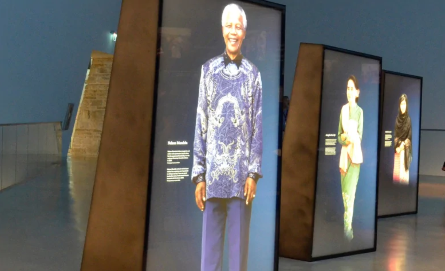 Aung San Suu Kyi is featured in the Turning Points for Humanity exhibit at the Canadian Museum for Human Rights alongside Nelson Mandela and Malala Yousafzai. Photo: Canadian Museum for Human Rights