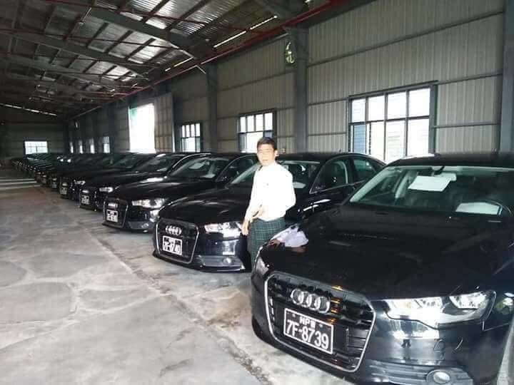 A photo circulating online among rumors that Myanmar’s previous government hid a warehouse of luxury cars from the current government. Photo: Facebook / Ye Htut