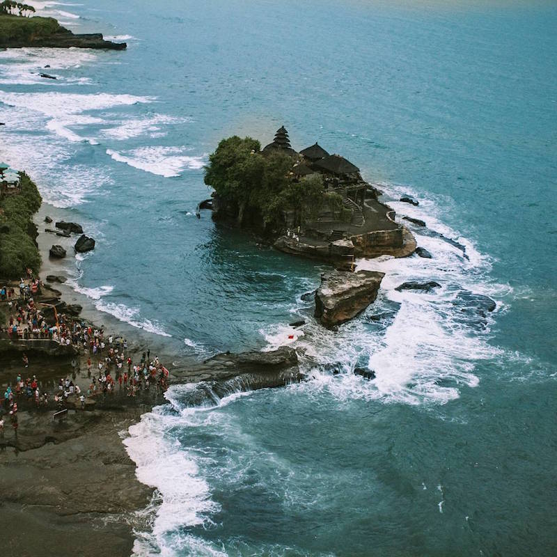 The view of Tanah Lot Temple from above. Photo: Air Bali/Facebook