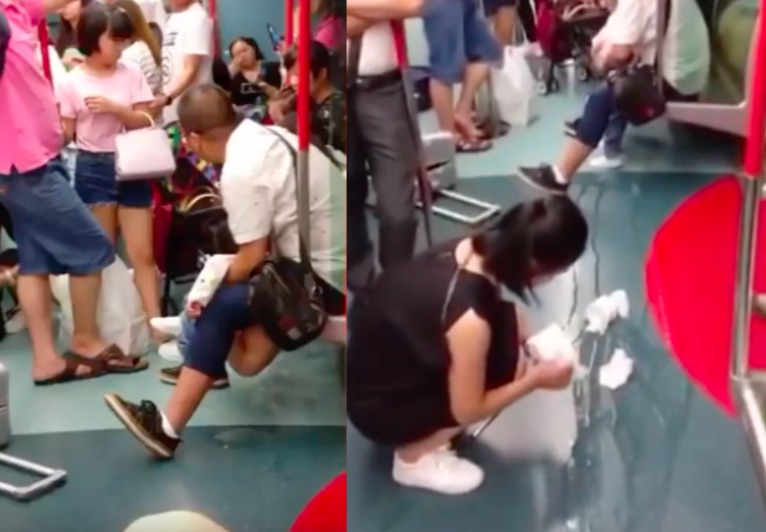 Video Woman Mops Up Trail Of Urine After Kid Pees On Mtr Coconuts Hong Kong