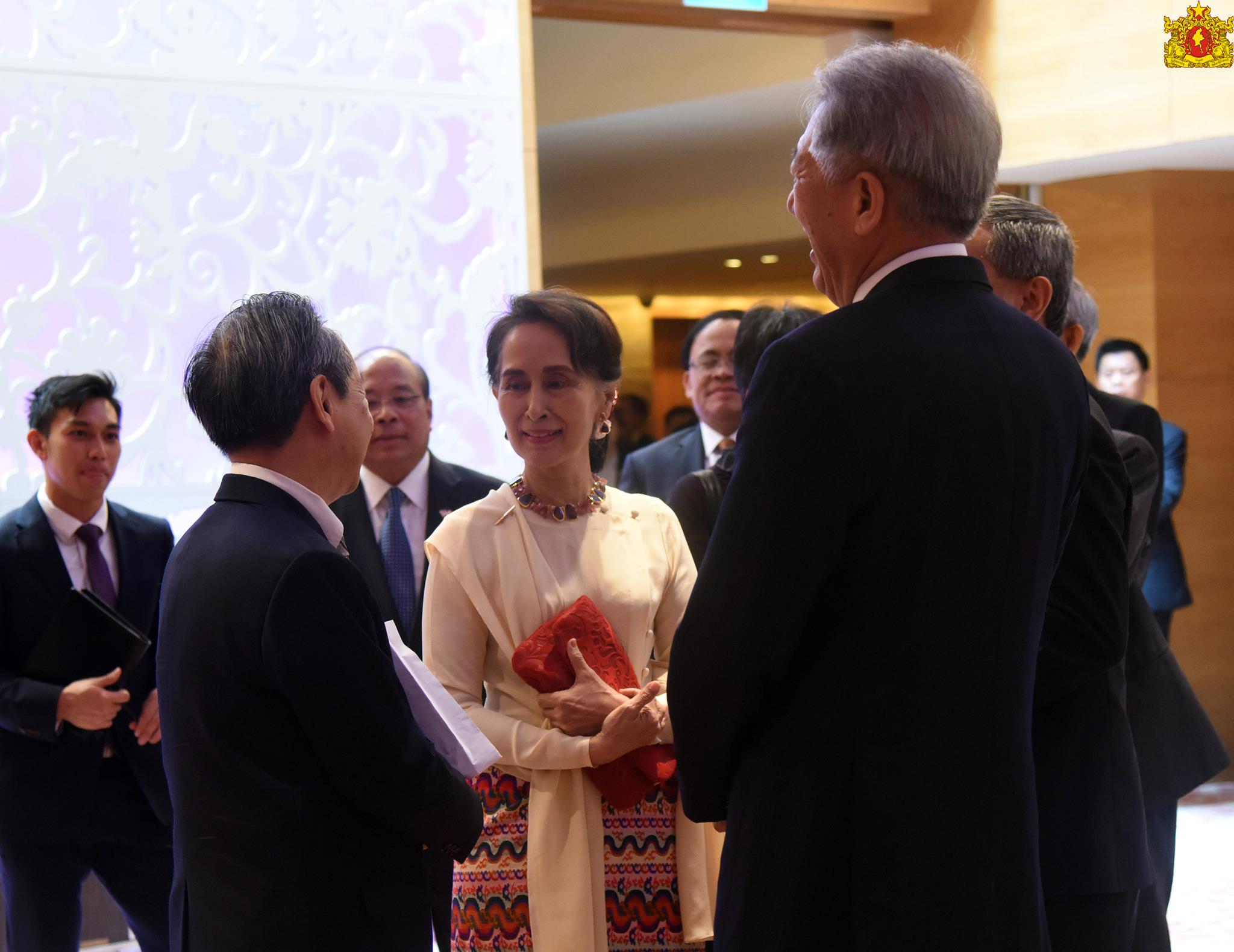 State Counsellor Aung San Suu Kyi prepares for a lecture in Singapore on Aug. 21, 2018. Photo: State Counsellor’s Office