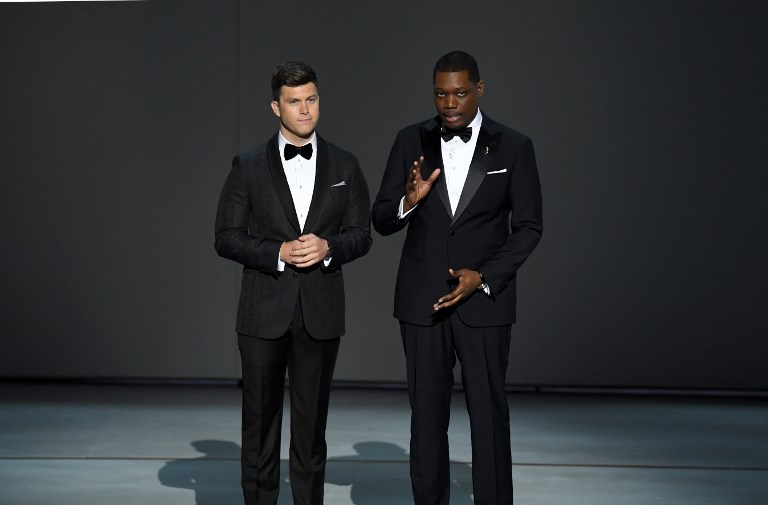 2018 Emmy Awards hosts Colin Jost (left) and Michael Che (right). (Photo: Kevin Winter of Getty Images/AFP)