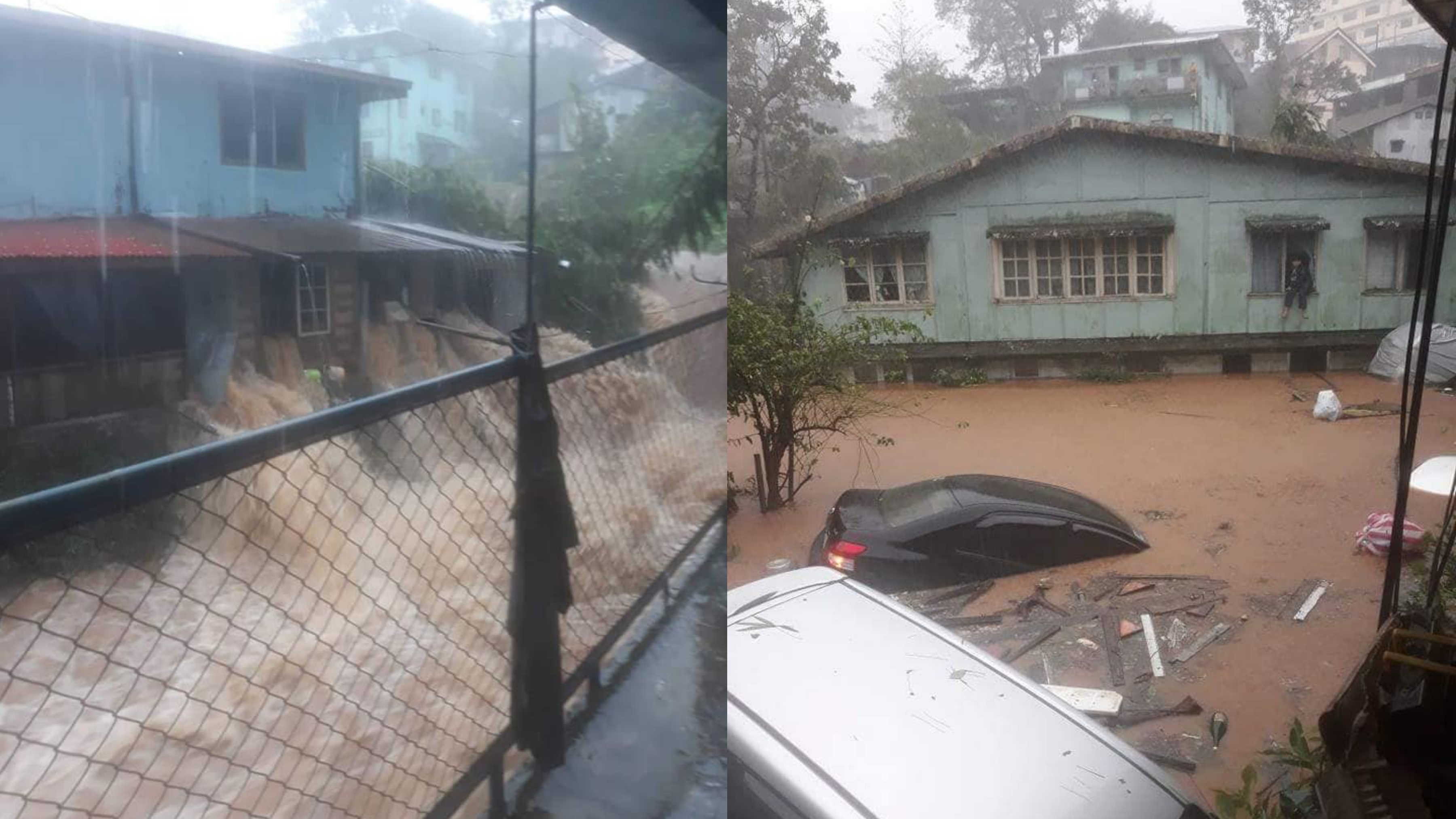 Houses and cars devoured by floods in Brookside, Baguio City. PHOTO: Facebook / Baguio Force Company