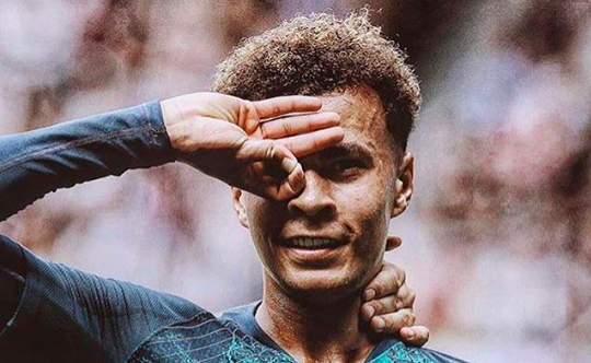 Tottenham Hostpur player Dele Alli performing his trademark goal celebration on August 11, 2018. Photo: Instagram/@dele