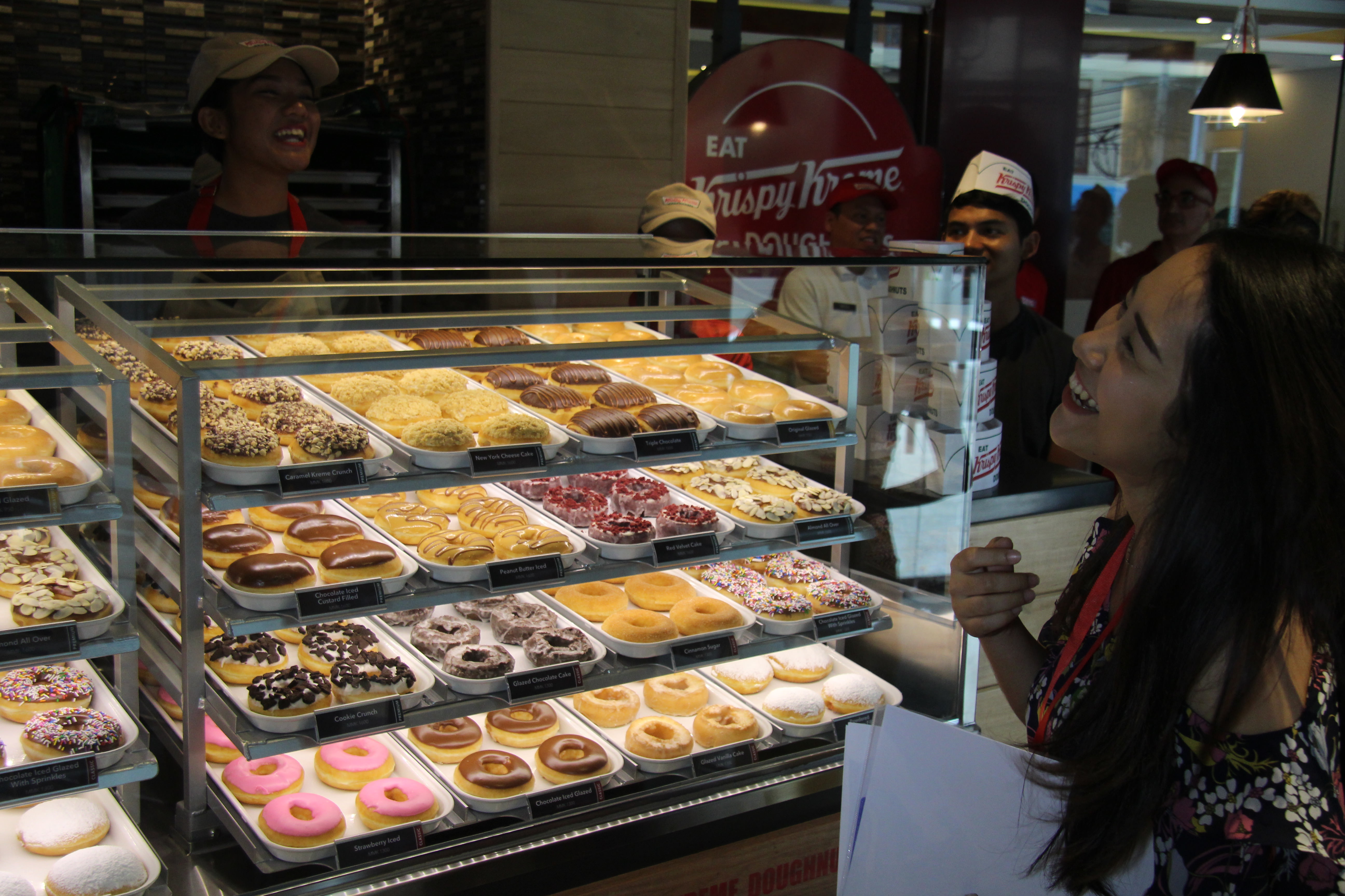 Krispy Kreme serves its first donut in Yangon on Sept. 13, 2018. Photo: Coconuts Yangon