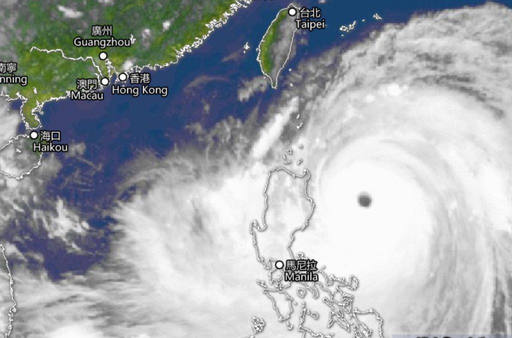 Super typhoon Mangkhut off the coast of the Philippines. Via HKO
