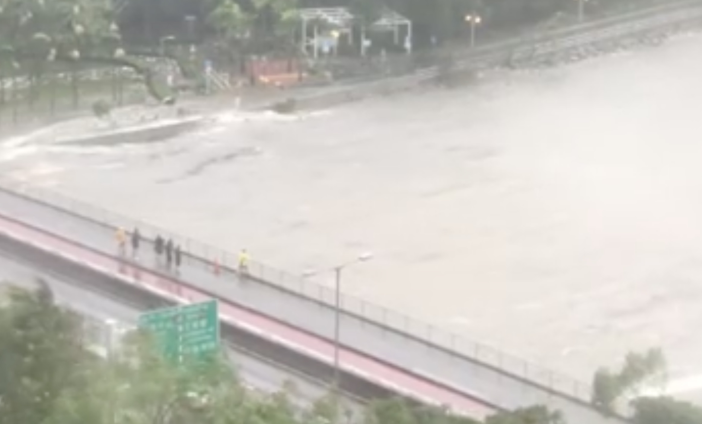 Taking photos at Tai Po Waterfront park mid typhoon. Via screengrab of video posted by Milk Sh Li on Facebook