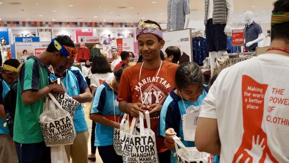 Athletes from Special Olypmics Indonesia are among the first to check out Uniqlo’s first shop in Bali. Photo: Coconuts Bali