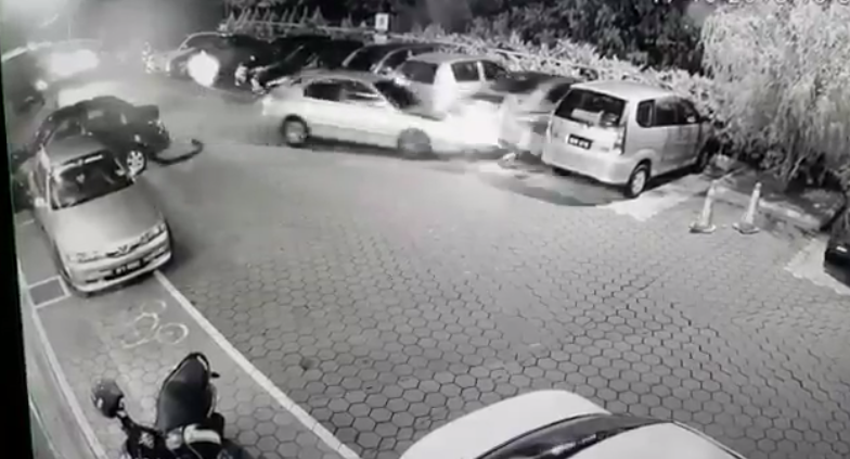 A screenshot of Wan Amirah being struck by the hit-and-run driver