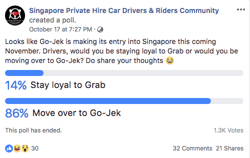 Screengrab from Singapore Private Hire Car Drivers & Riders Community's Facebook page