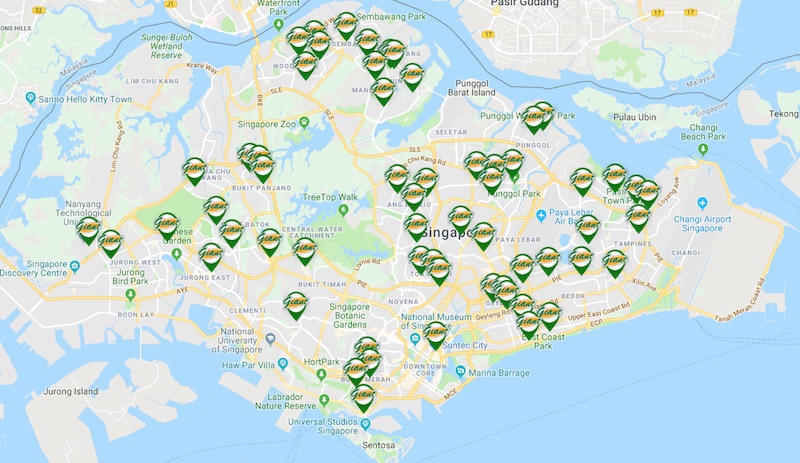 Map of Giant outlets across Singapore. Screengrab from Giant website