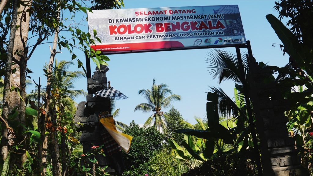 A sign welcoming visitors into the Bengkala community center. Photo: Coconuts Bali