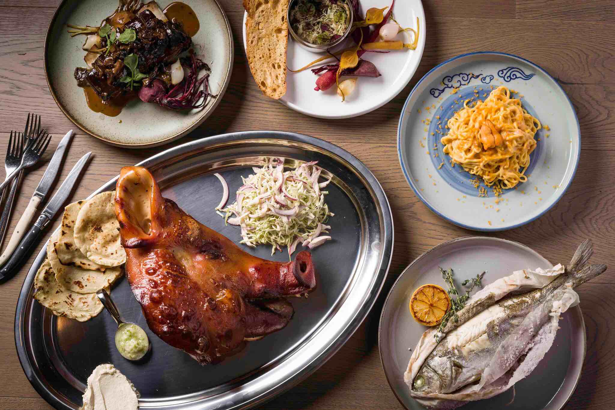 Animals aplenty: A collection of dishes from Hunter, the upstairs restaurant.
