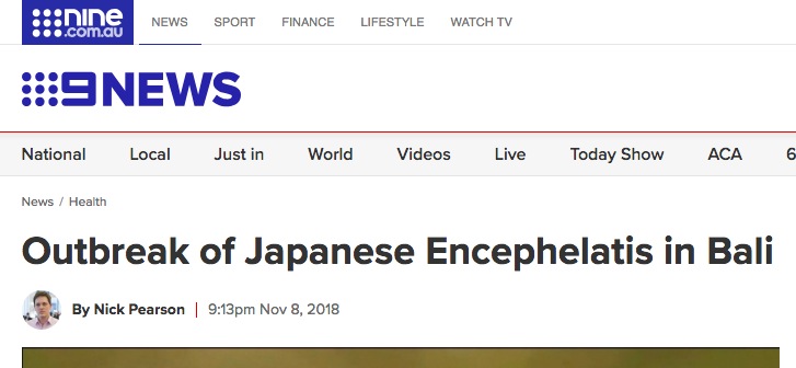 Photo: 9News falsely reported an 'outbreak' of Japanese Encephalitis in Bali. 